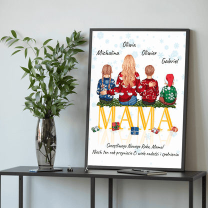 Świąteczny Clipart MAMA + życzenia noworoczne - plakat, spersonalizowany prezent dla mamy - idamell.com