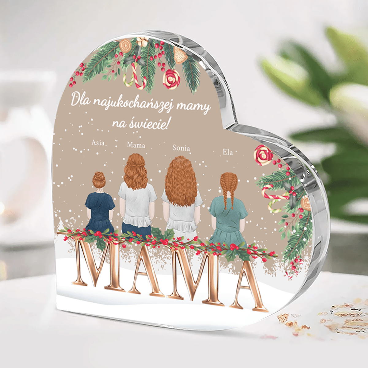 Świąteczny ClipArt - Szklane serce, spersonalizowany prezent dla mamy - idamell.com