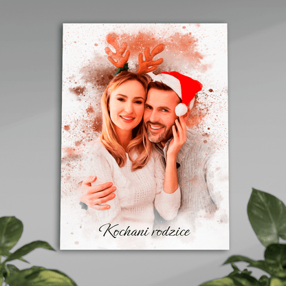 Świąteczny portret rodziców - plakat, spersonalizowany prezent dla rodziców - idamell.com