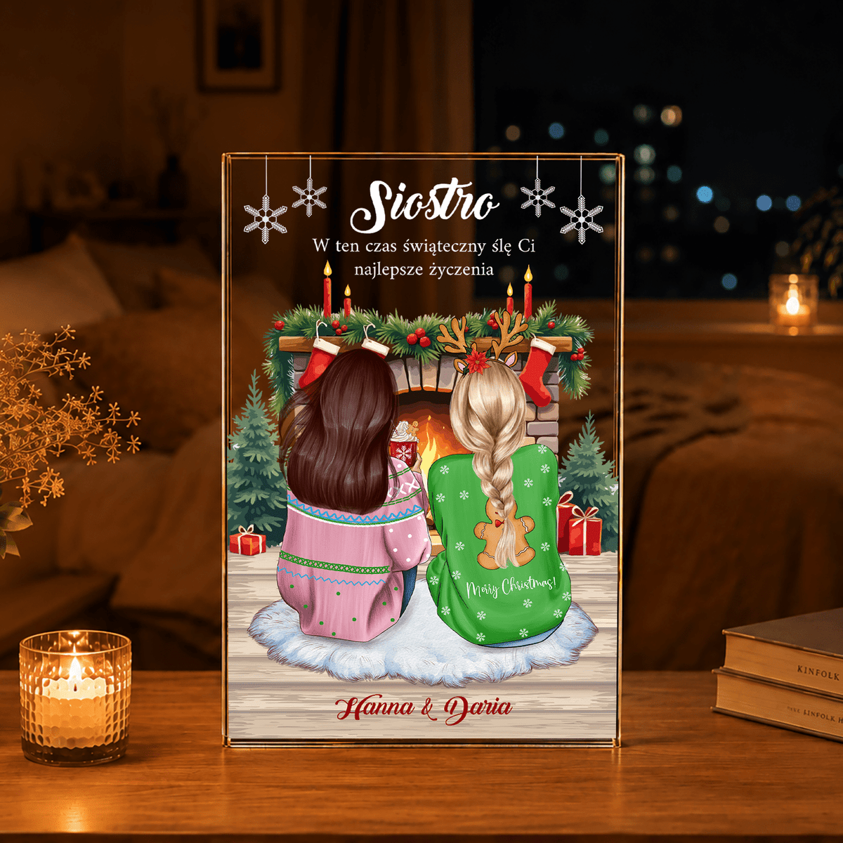 Święta z siostrą Clipart - Druk na szkle, spersonalizowany prezent dla siostry - idamell.com
