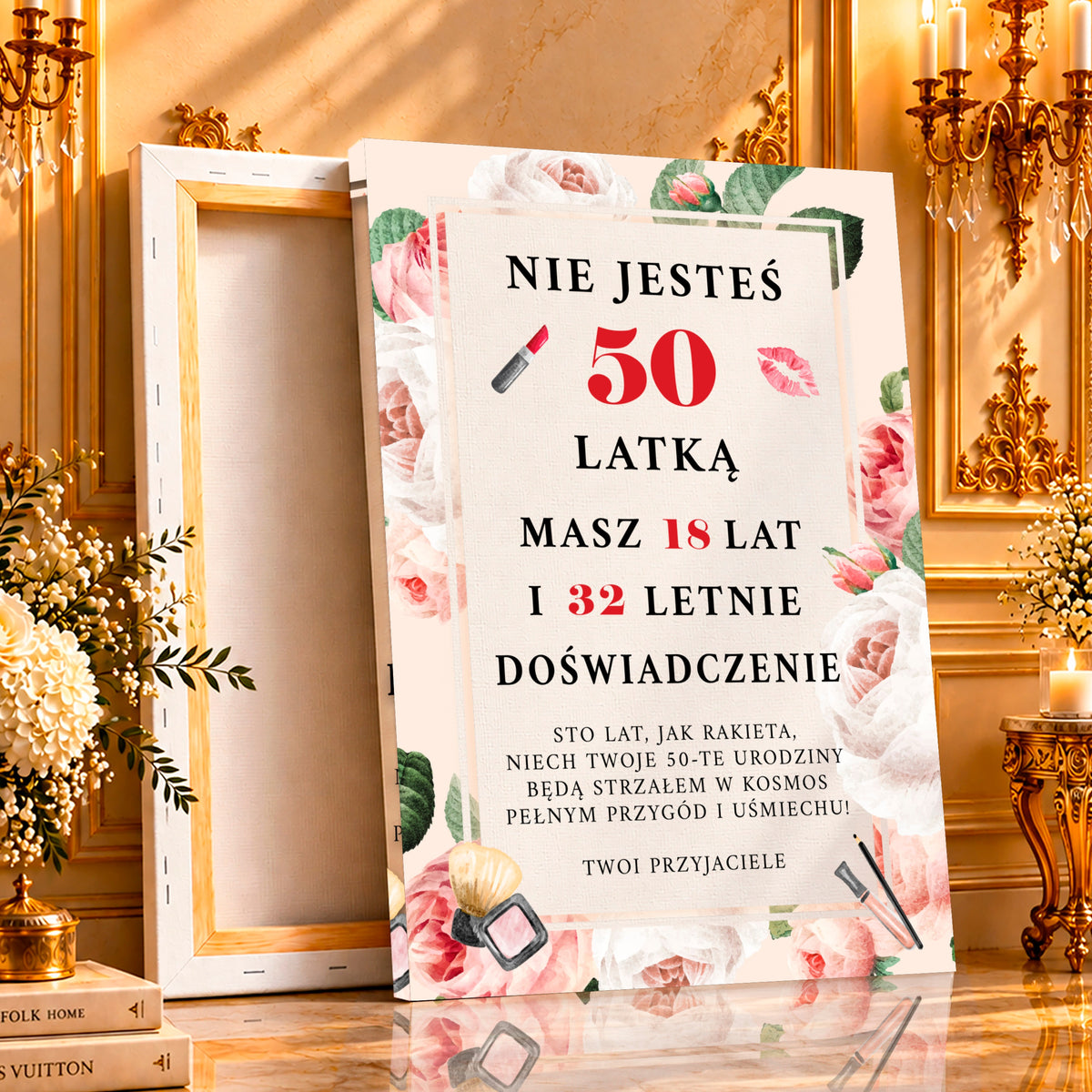 Kolaż ze zdjęć na płótnie Szalona pięćdziesiątka — prezent na urodziny
