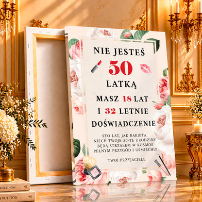 Kolaż ze zdjęć na płótnie Szalona pięćdziesiątka — prezent na urodziny