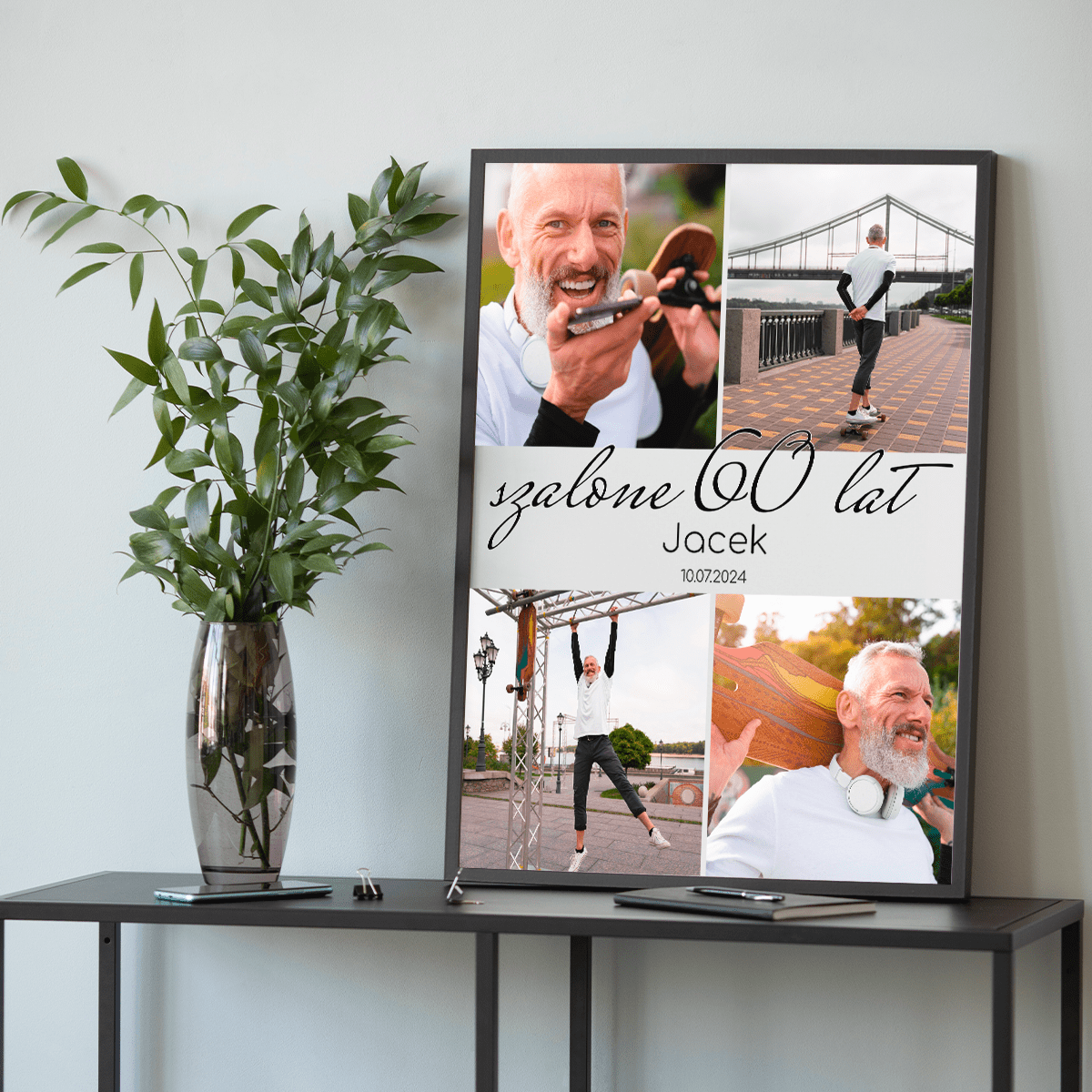 Szalone 60 lat - plakat, spersonalizowany prezent dla mężczyzny - idamell.com