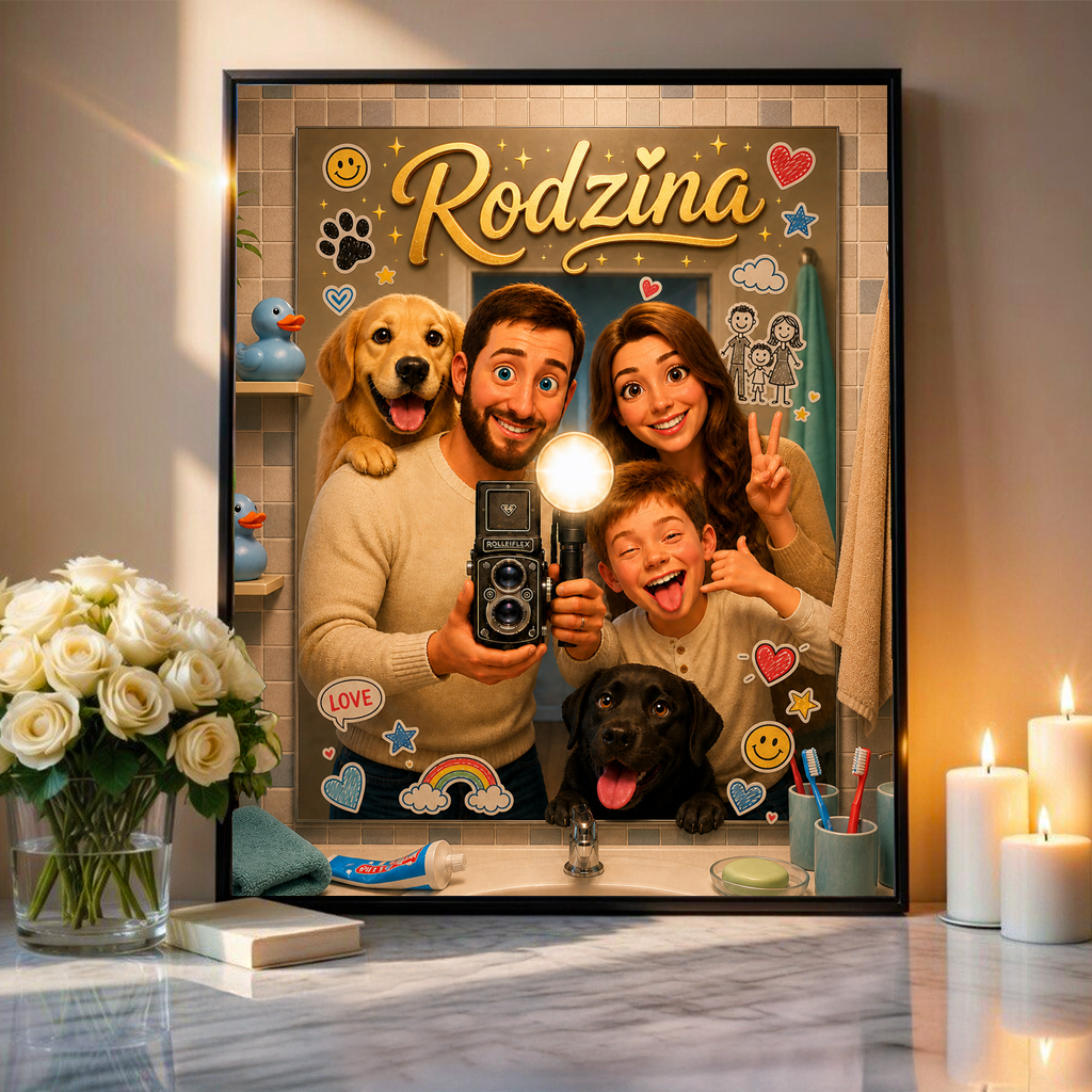 Szalone Selfie w Lustrze – Personalizowany plakat dla rodziców - idamell.com