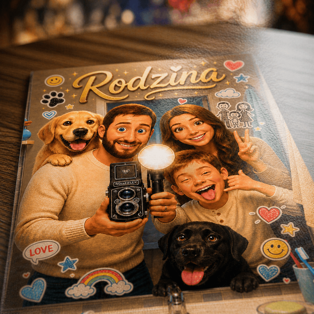 Szalone Selfie w Lustrze – Personalizowany plakat dla rodziców - idamell.com