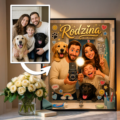 Szalone Selfie w Lustrze – Personalizowany plakat dla rodziców - idamell.com