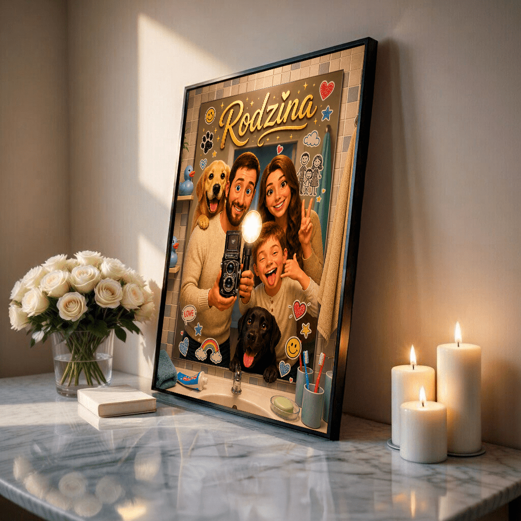 Szalone Selfie w Lustrze – Personalizowany plakat dla rodziców - idamell.com