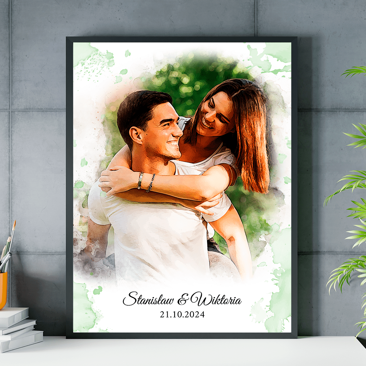 Szczęśliwa para - plakat, spersonalizowany prezent dla pary - idamell.com
