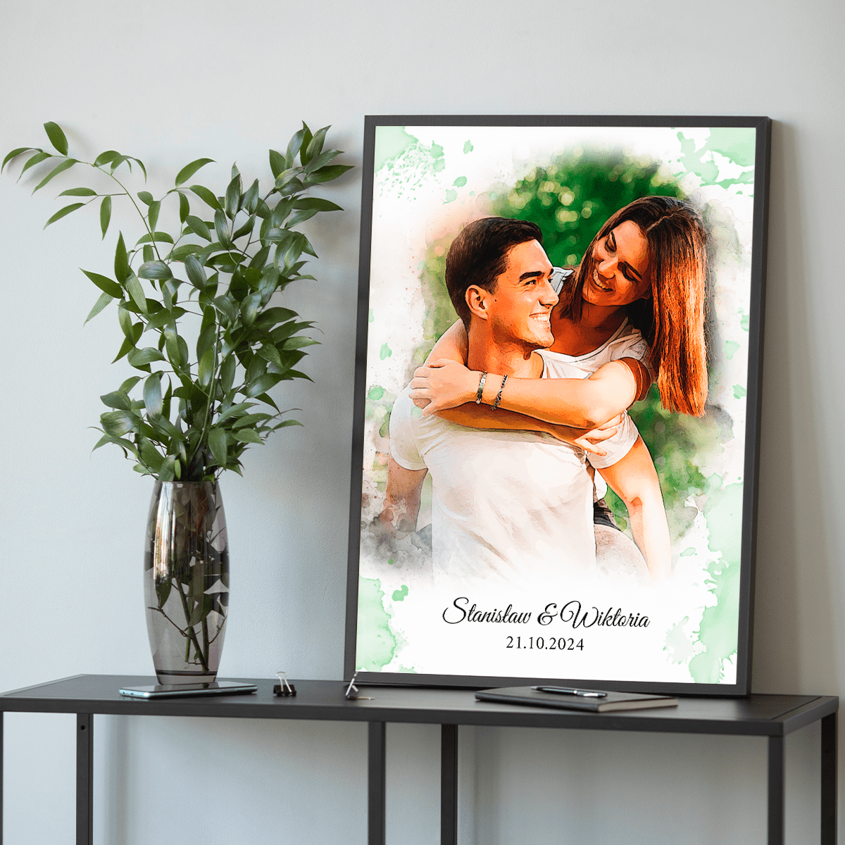 Szczęśliwa para - plakat, spersonalizowany prezent dla pary - idamell.com
