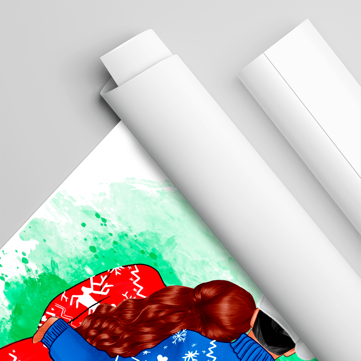 Szczęśliwa para w Święta Clipart - plakat, spersonalizowany prezent dla męża - idamell.com