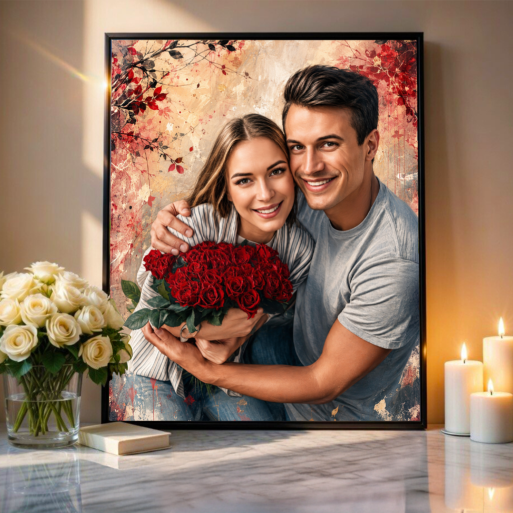 Szczęśliwa para zakochanych - plakat, spersonalizowany prezent dla pary - idamell.com
