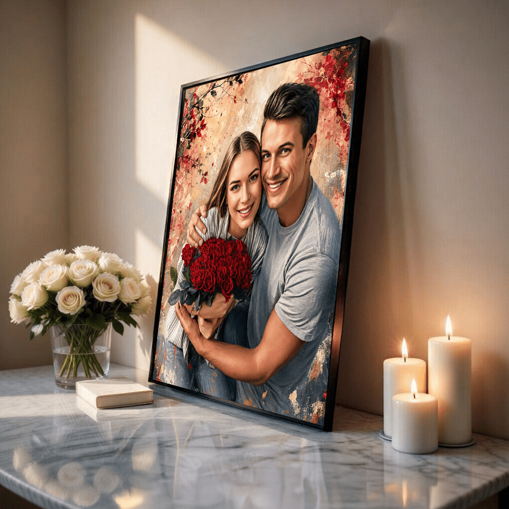 Szczęśliwa para zakochanych - plakat, spersonalizowany prezent dla pary - idamell.com