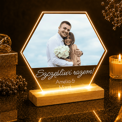 Szczęśliwi nowożeńcy - Druk na szkle, spersonalizowany prezent dla pary - idamell.com