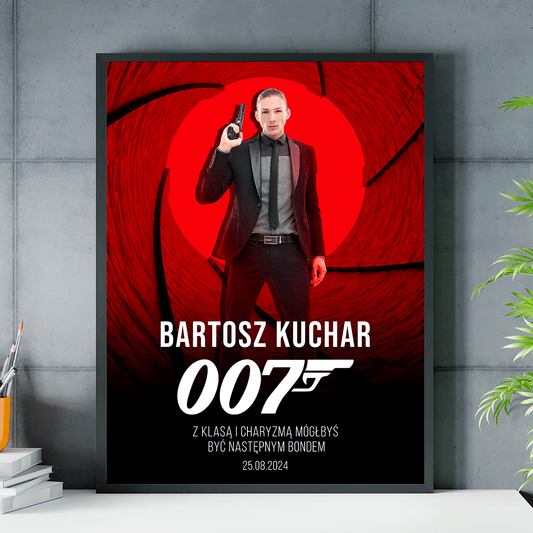 Tajny agent - plakat, spersonalizowany prezent dla niego - idamell.com