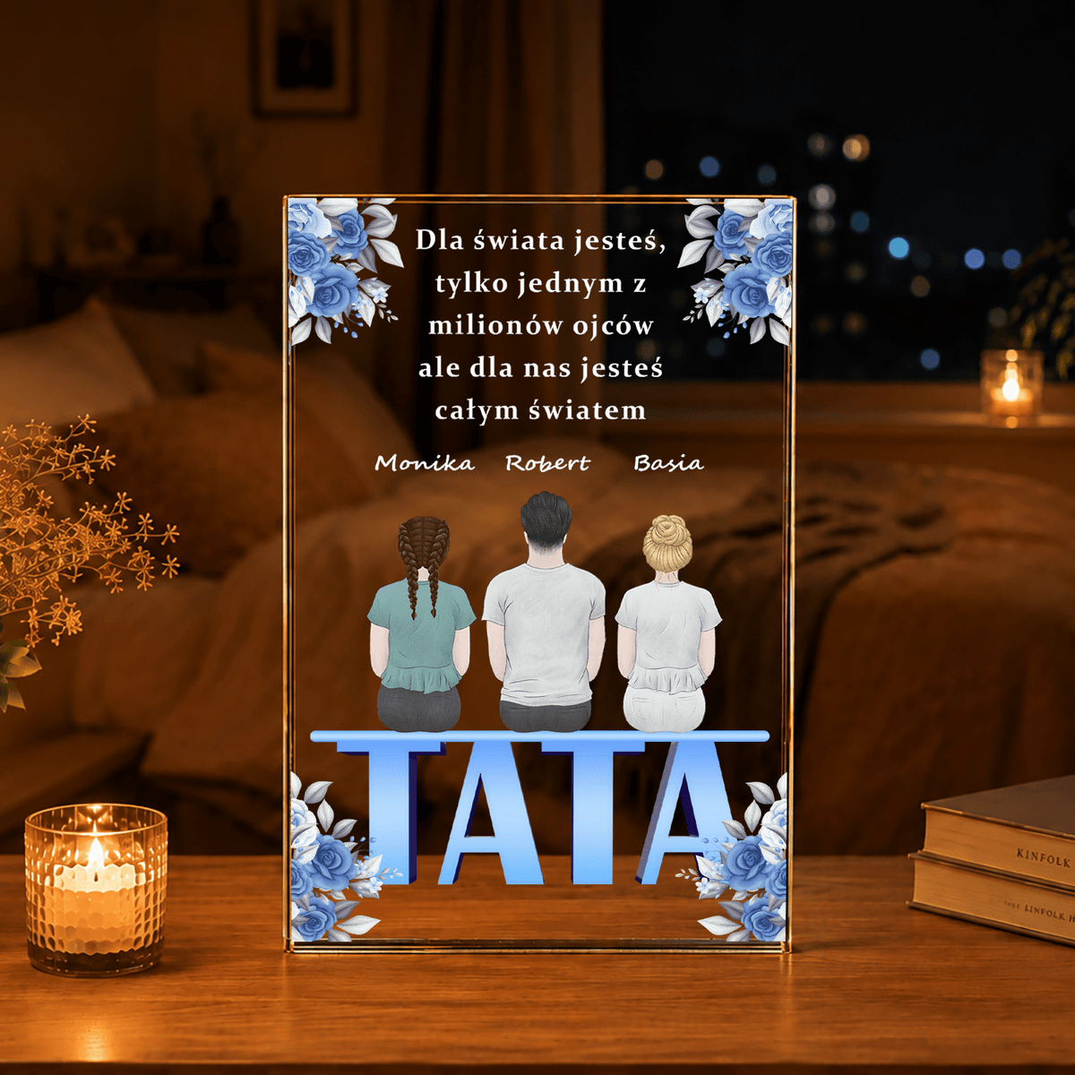 Tata całym światem - Druk na szkle, spersonalizowany prezent dla taty - idamell.com
