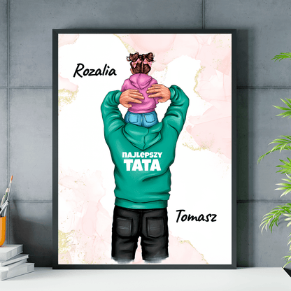 Tata i córka Clipart - plakat, spersonalizowany prezent dla taty - idamell.com