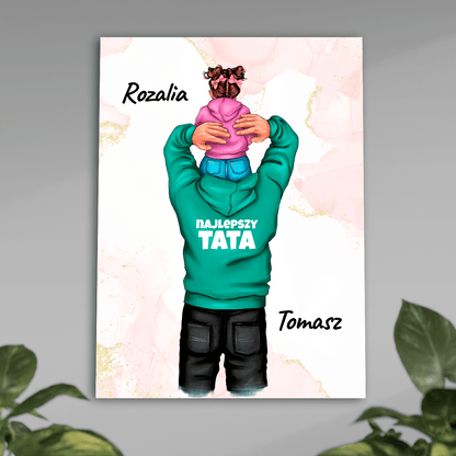 Tata i córka Clipart - plakat, spersonalizowany prezent dla taty - idamell.com