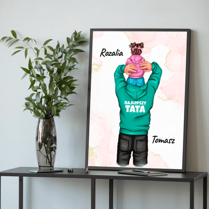Tata i córka Clipart - plakat, spersonalizowany prezent dla taty - idamell.com