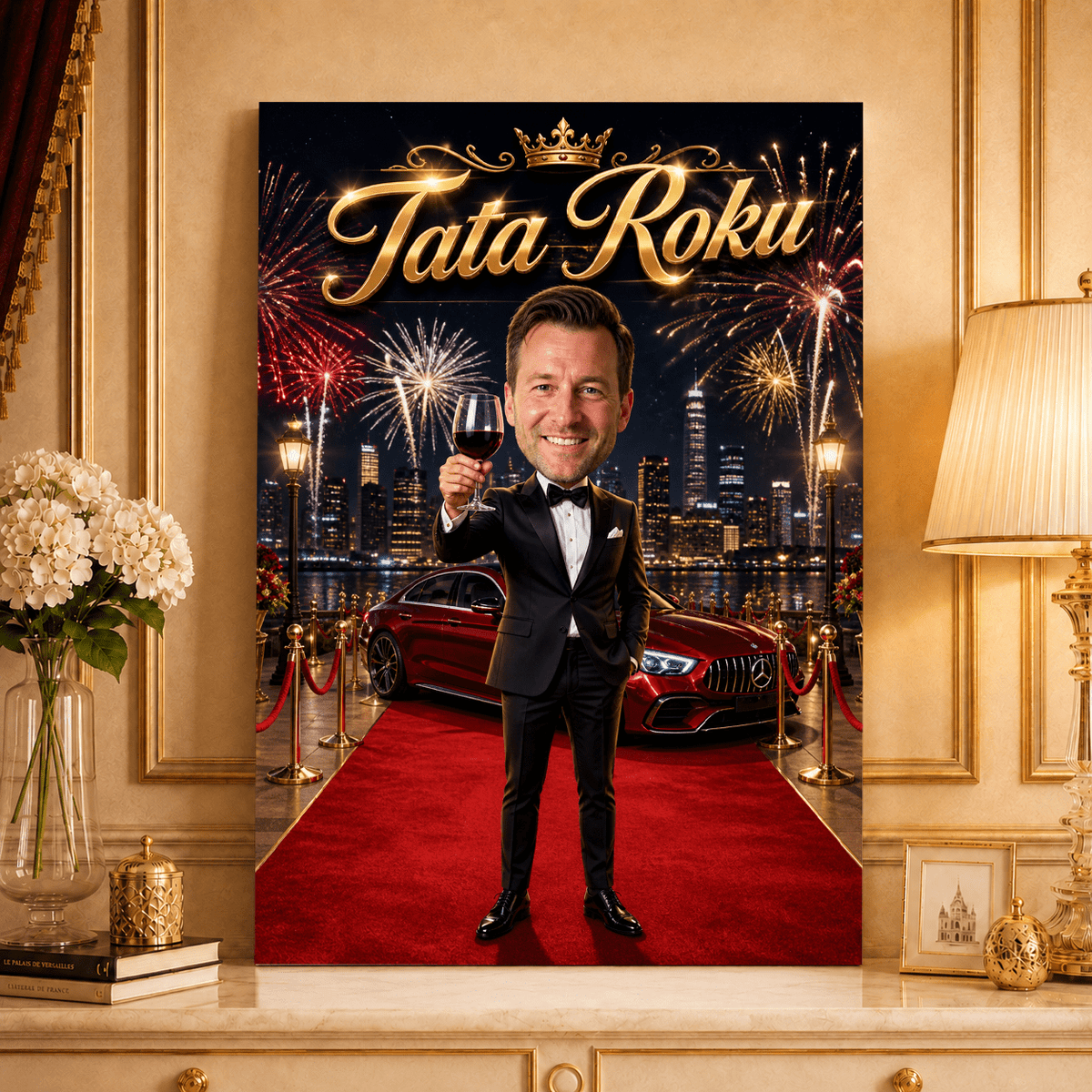 Tata roku ilustracja - druk na płótnie, spersonalizowany prezent dla taty - idamell.com