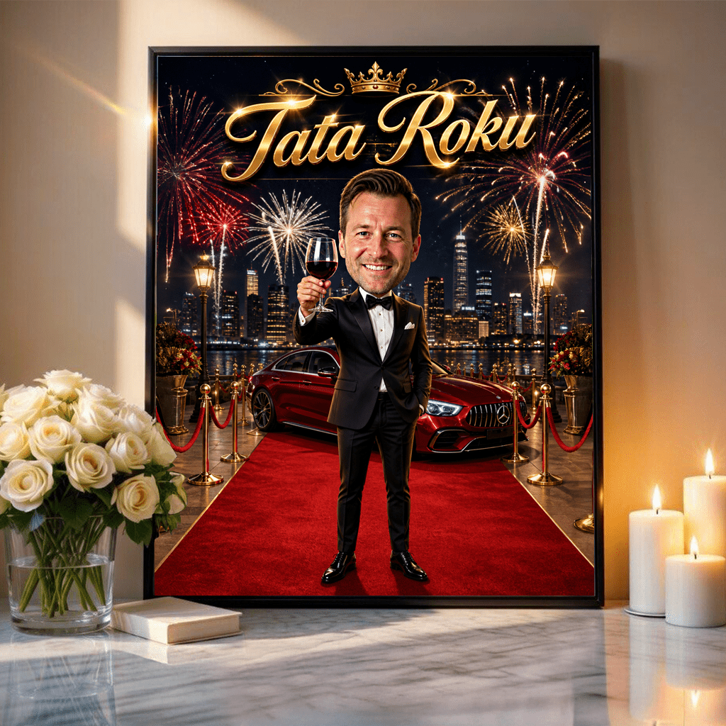 Tata roku ilustracja - plakat, spersonalizowany prezent dla taty - idamell.com