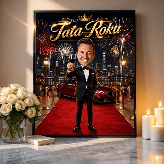 Tata roku ilustracja - plakat, spersonalizowany prezent dla taty - idamell.com