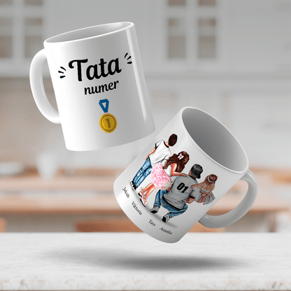 Tata z dziećmi - 1x Kubek z nadrukiem, spersonalizowany prezent dla taty - idamell.com