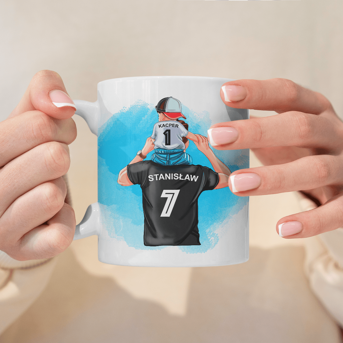 Tata z synem Clipart - 1x Kubek z nadrukiem, spersonalizowany prezent dla taty - idamell.com