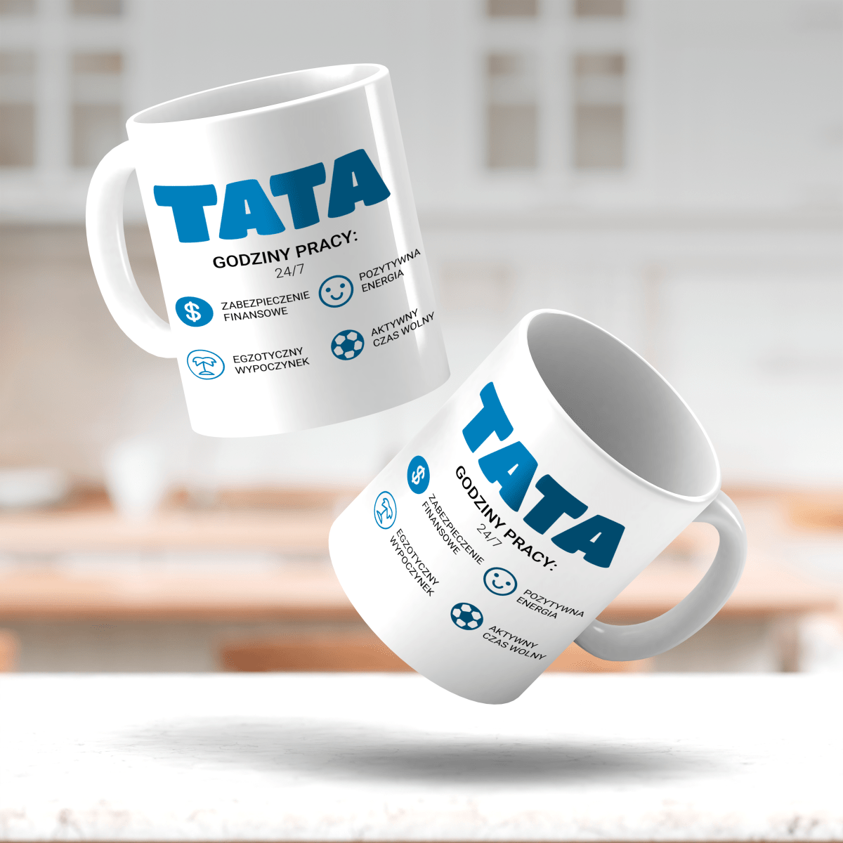 Tata zalety - 1x Kubek z nadrukiem, spersonalizowany prezent dla taty - idamell.com
