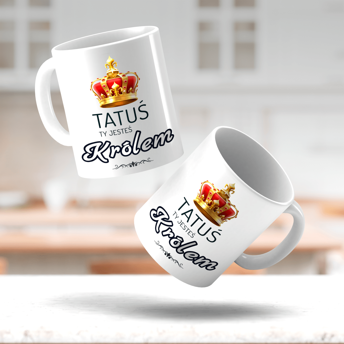 Tatuś Król - 1x Kubek z nadrukiem, spersonalizowany prezent dla taty - idamell.com