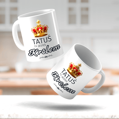 Tatuś Król - 1x Kubek z nadrukiem, spersonalizowany prezent dla taty - idamell.com