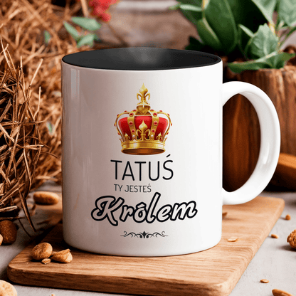 Tatuś Król - 1x Kubek z nadrukiem, spersonalizowany prezent dla taty - idamell.com