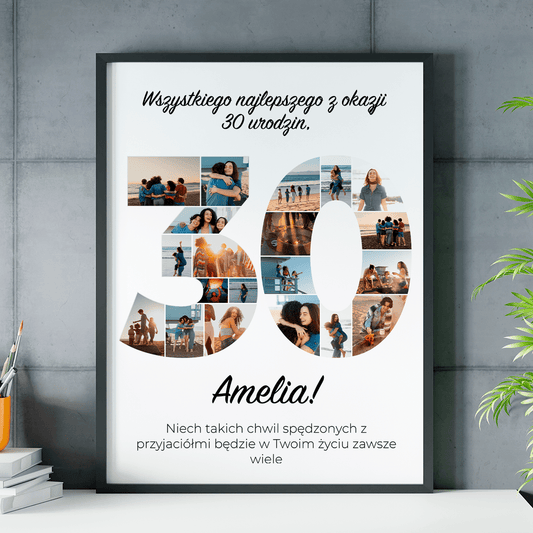 Twoje 30 urodziny - plakat, spersonalizowany prezent dla niej - idamell.com