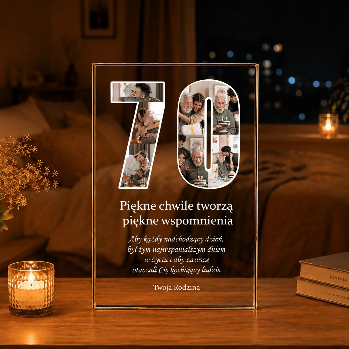 Twoje 70 urodziny - Druk na szkle, spersonalizowany prezent dla rodziny - idamell.com