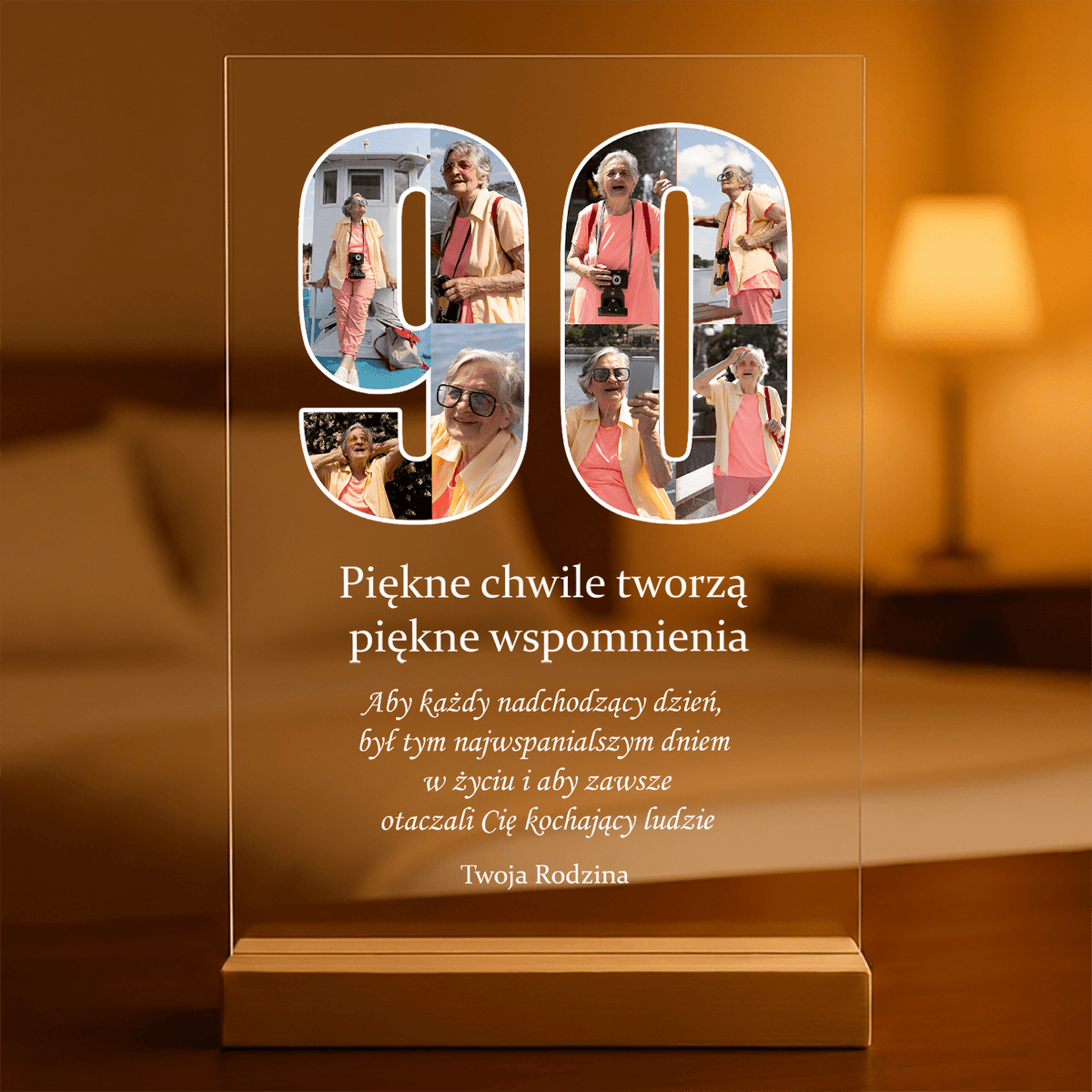 Twoje 90 lat - Druk na szkle, spersonalizowany prezent dla mamy - idamell.com