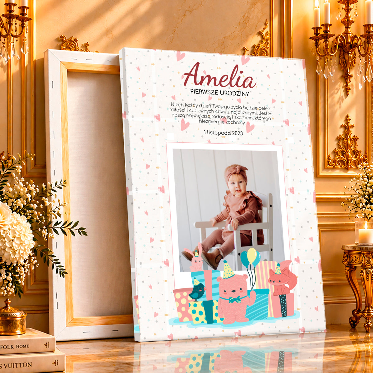 Kolaż ze zdjęć na płótnie Pierwszy roczek — prezent dla dziecka