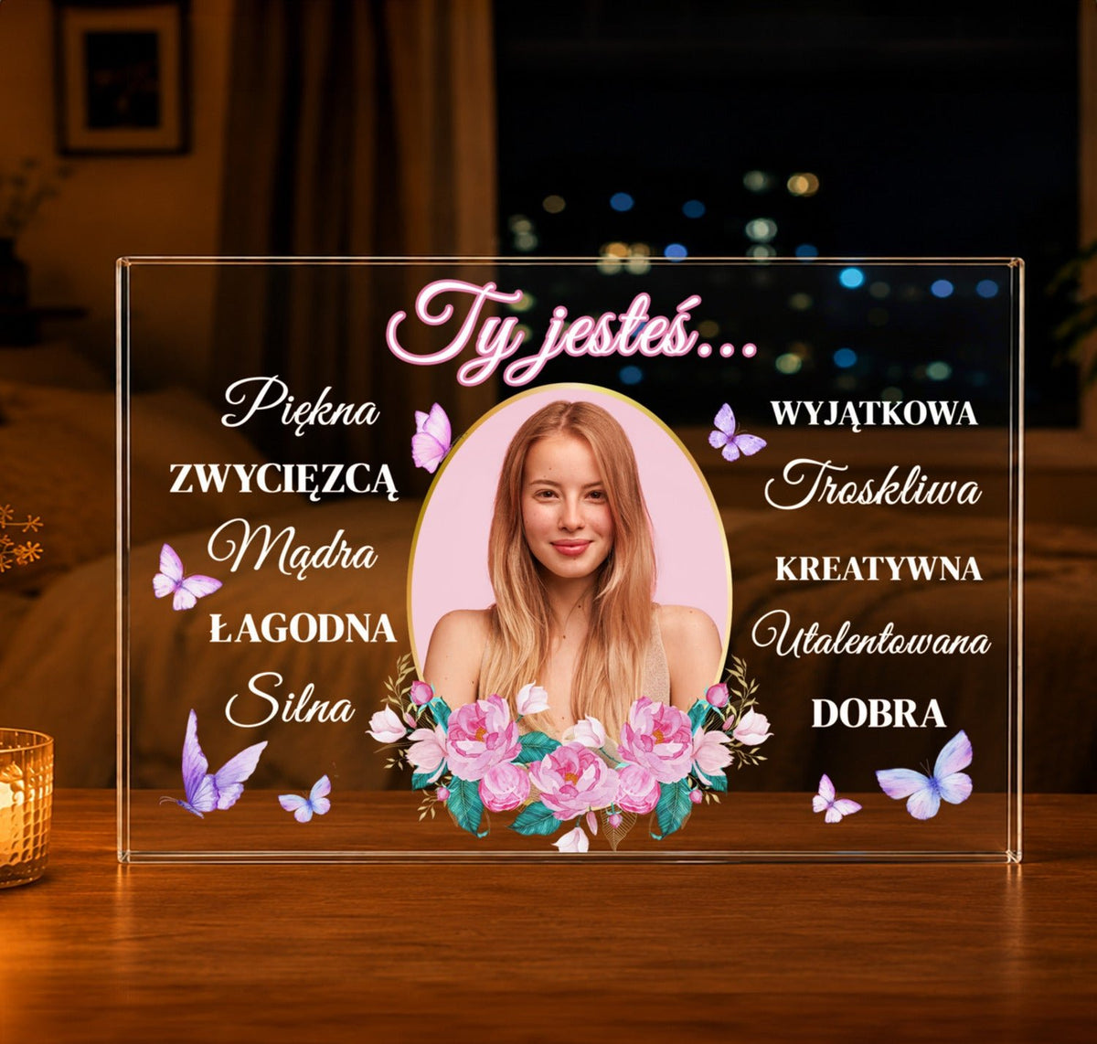 Ty jesteś... - Druk na szkle, spersonalizowany prezent dla niej - idamell.com