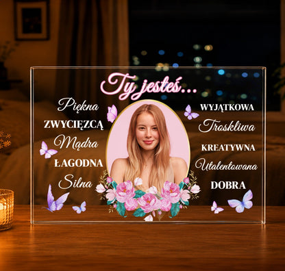 Ty jesteś... - Druk na szkle, spersonalizowany prezent dla niej - idamell.com