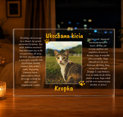 Ukochana kicia zdjęcie + tekst - Druk na szkle, spersonalizowany prezent - idamell.com
