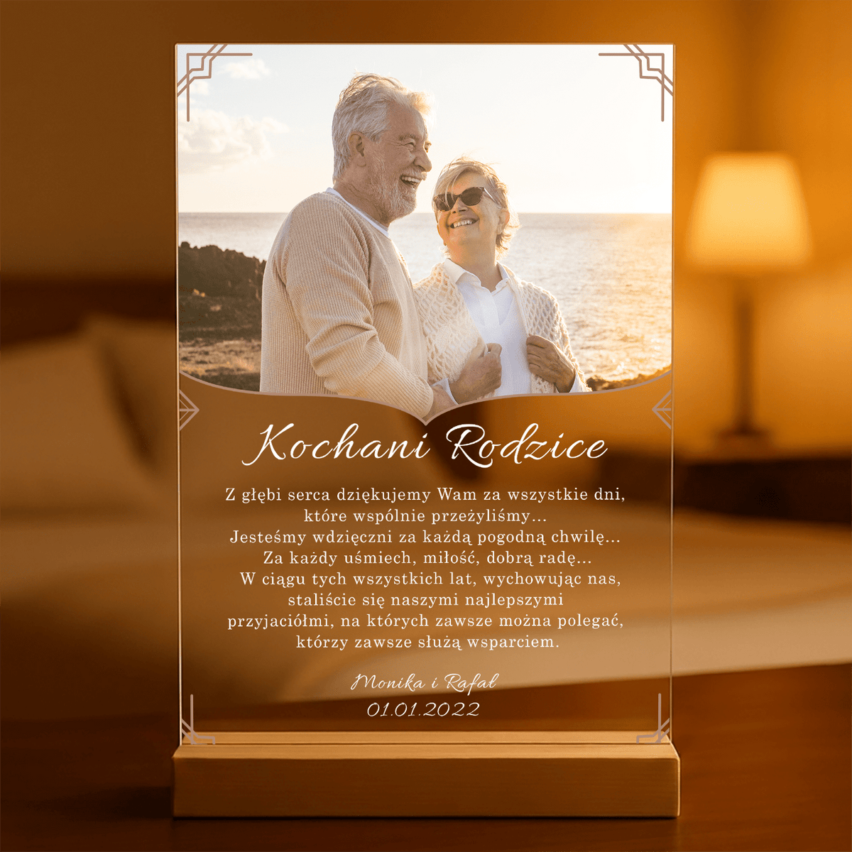 Ukochani rodzice - Druk na szkle, spersonalizowany prezent dla rodziców - idamell.com