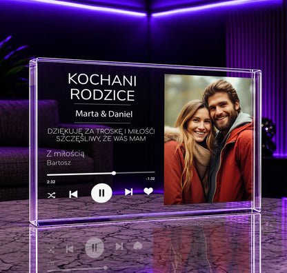 Ukochani rodzice tekst + zdjęcie - Druk na szkle, spersonalizowany prezent dla rodziców - idamell.com