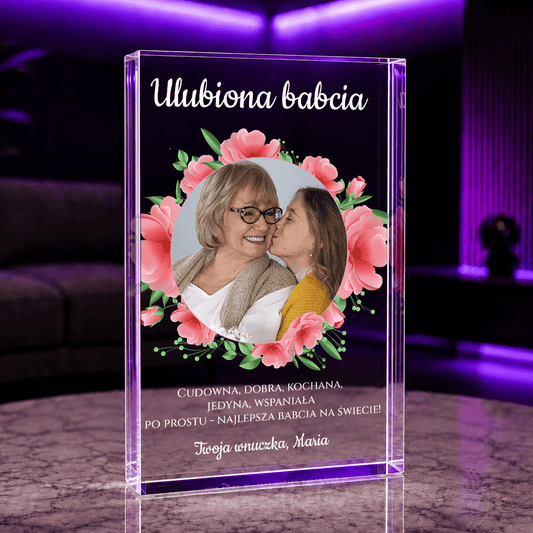 Ulubiona Babcia - Druk na szkle, spersonalizowany prezent dla babci - idamell.com