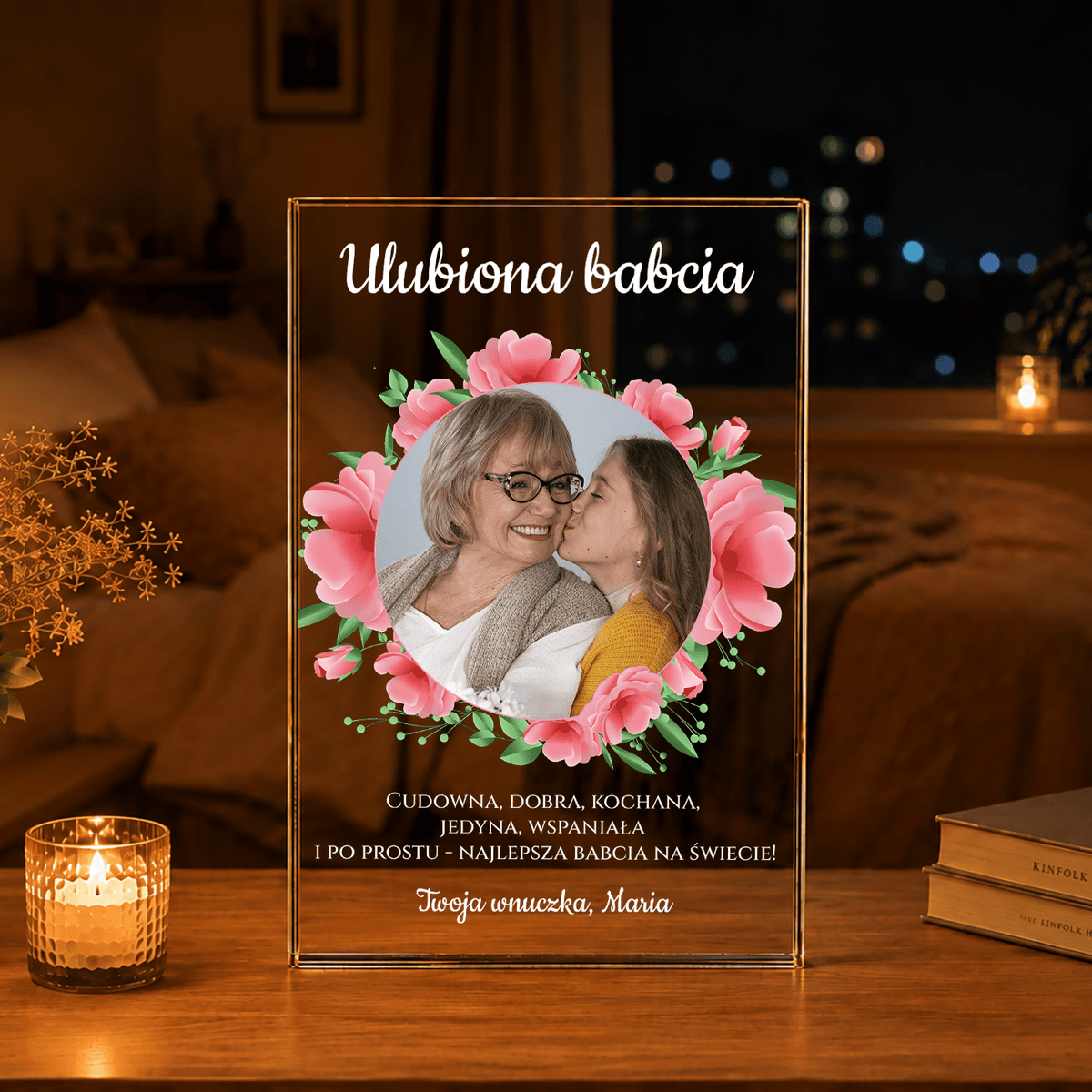 Ulubiona Babcia - Druk na szkle, spersonalizowany prezent dla babci - idamell.com