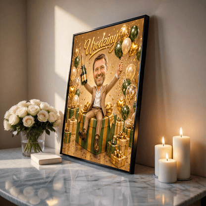 Urodzinowa niespodzianka - plakat, spersonalizowany prezent dla niego - idamell.com