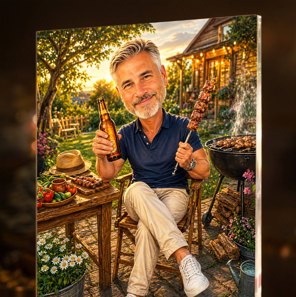 Portret dla niego - Druk na szkle, spersonalizowany prezent dla mężczyzny