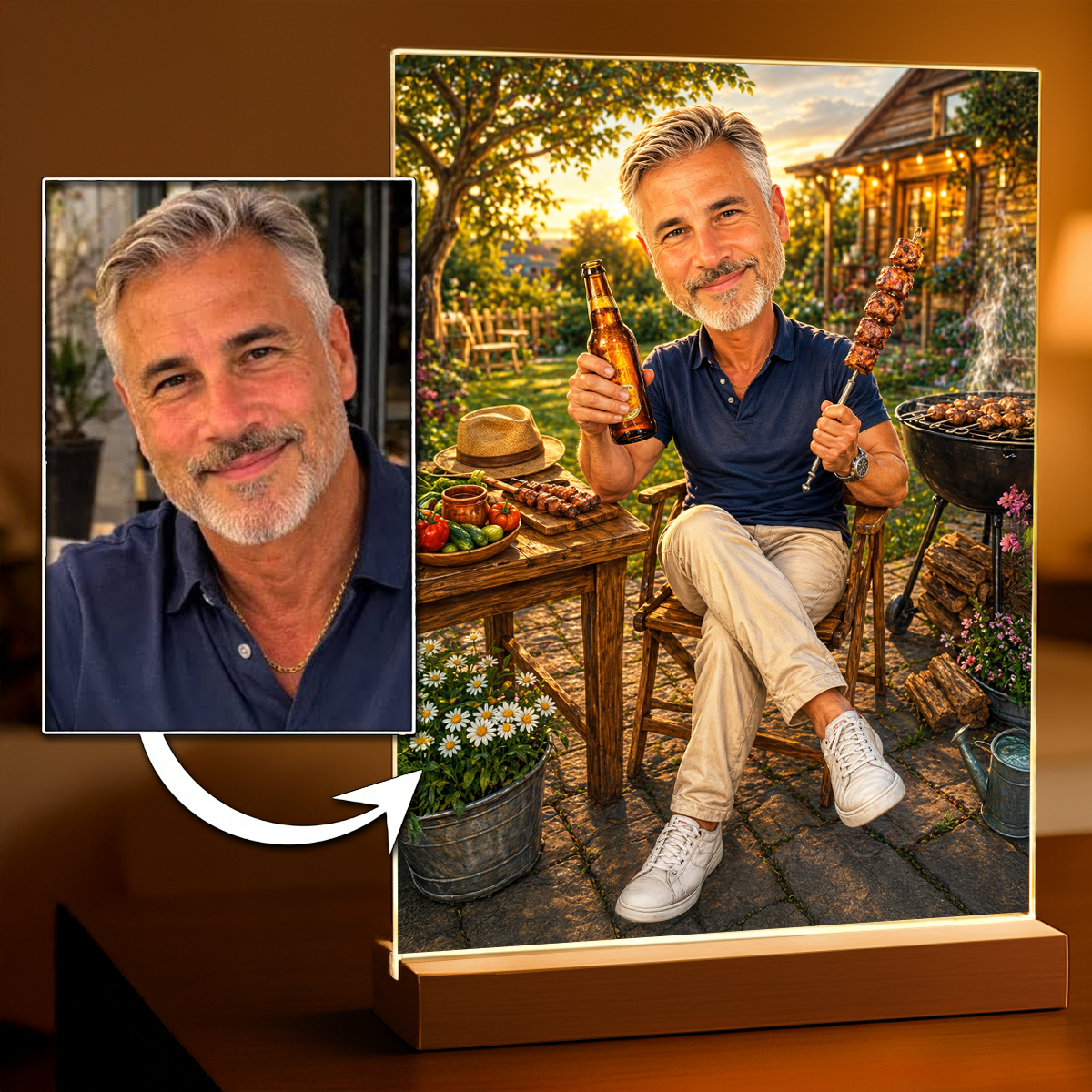 Portret dla niego - Druk na szkle, spersonalizowany prezent dla mężczyzny