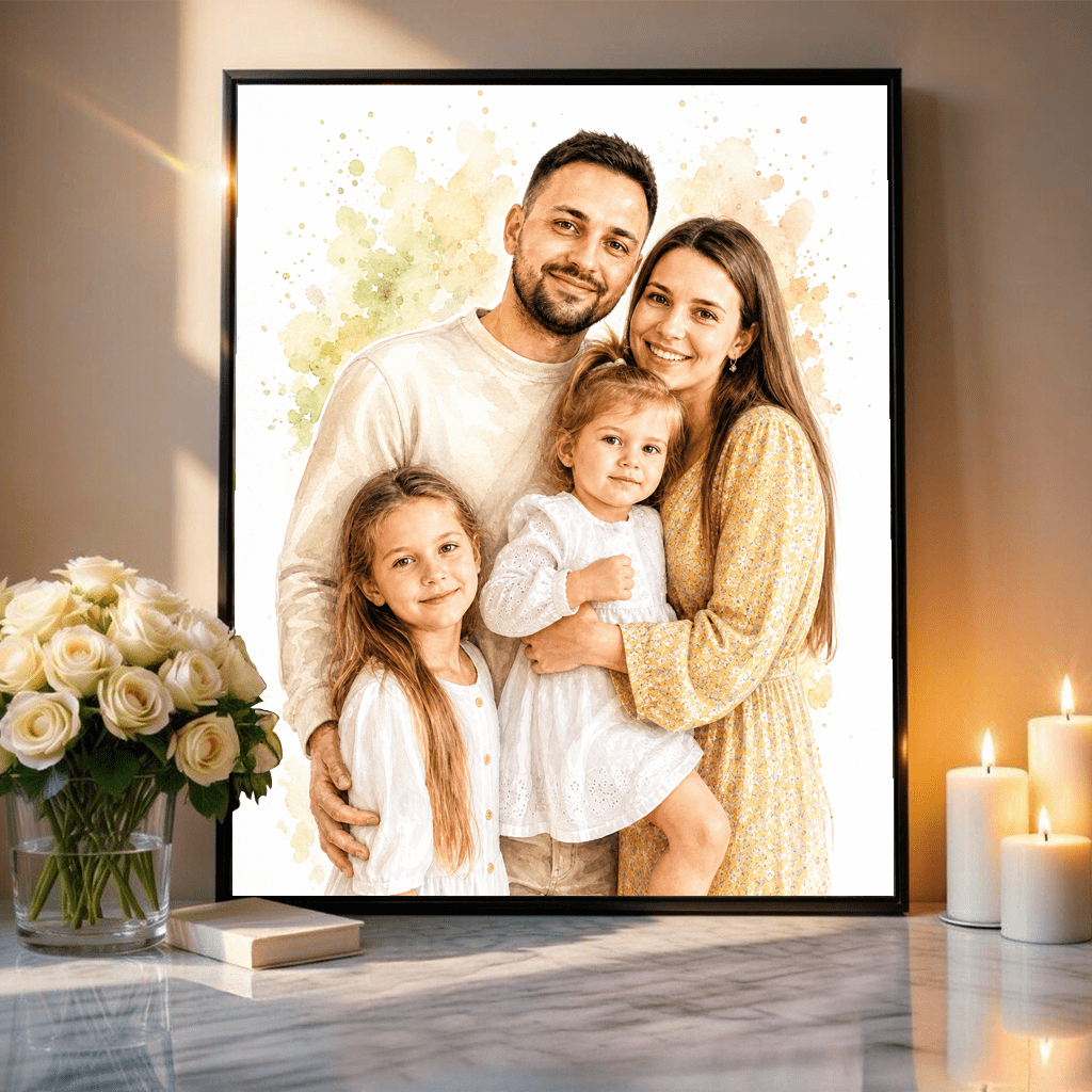 W akwarelowym stylu - plakat, spersonalizowany prezent dla pary - idamell.com