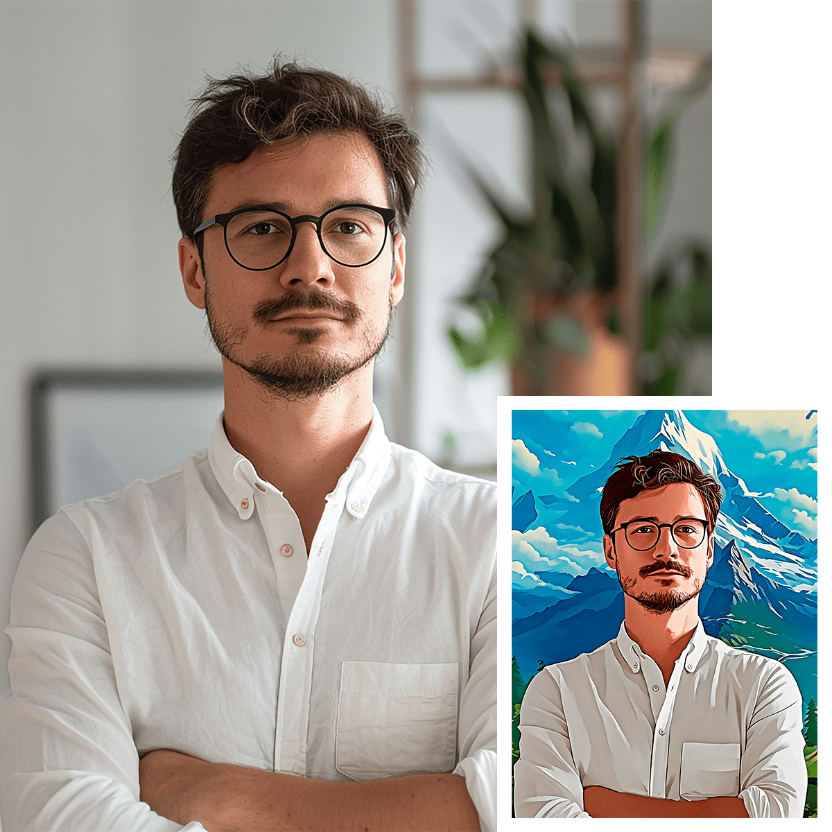 W animowanym stylu - plakat, spersonalizowany prezent dla niego - idamell.com