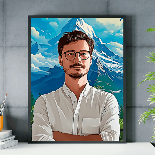 W animowanym stylu - plakat, spersonalizowany prezent dla niego - idamell.com