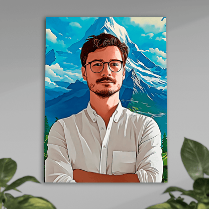 W animowanym stylu - plakat, spersonalizowany prezent dla niego - idamell.com