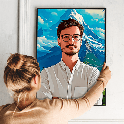 W animowanym stylu - plakat, spersonalizowany prezent dla niego - idamell.com